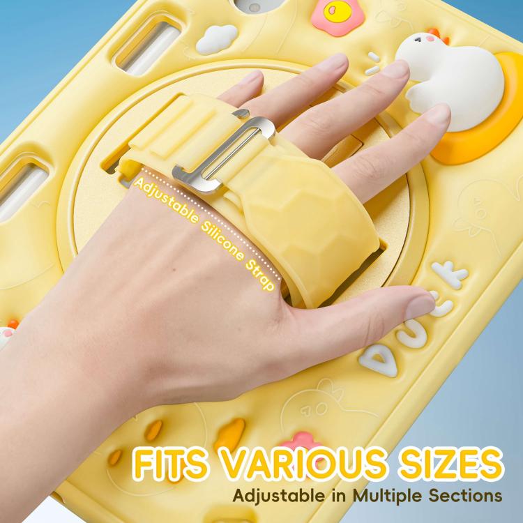 For iPad mini 2024 / mini 6 Duck Rotation Kickstand Silicone Hybrid PC Tablet Case(Yellow) by bashfashion