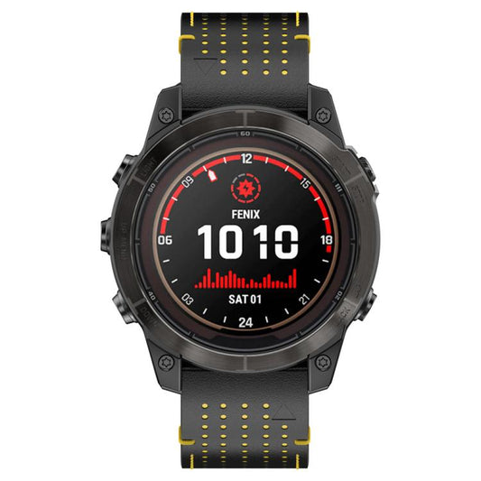 For Garmin Watch 22mm Dual Color Mesh Leather Quick Release Watch Band(Black Yellow) by bashfashion