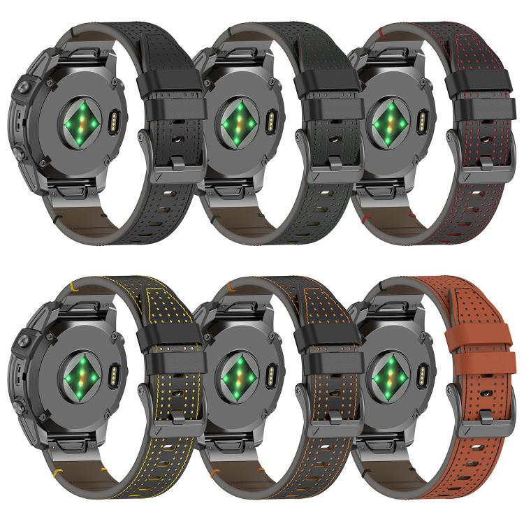 For Garmin Watch 26mm Dual Color Mesh Leather Quick Release Watch Band(Black Green) by bashfashion