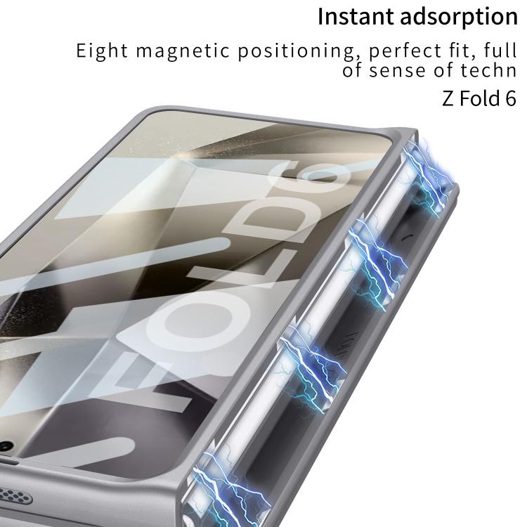 For Samsung Galaxy Z Fold6 GKK Magnetic Integrated Phone Case with Pen Slots, Include Pen(Mountain Gray) by GKK