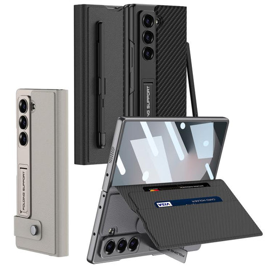 For Samsung Galaxy Z Fold6 GKK Integrated Flip Wallet Leather Phone Case with Pen Slots, Not Included Pen(Black) by GKK