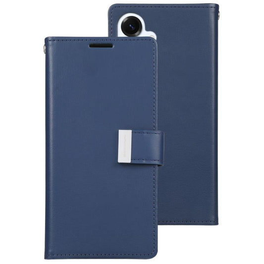 For Samsung Galaxy S25 5G GOOSPERY RICH DIARY Crazy Horse Texture Leather Phone Case(Blue) by GOOSPERY