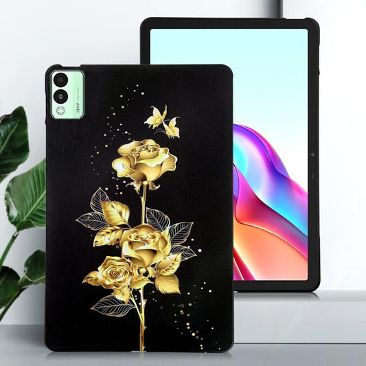 For Tecno Megapad 11 Color Painting Pattern Smart Tablet TPU Case(Golden Rose) by bashfashion