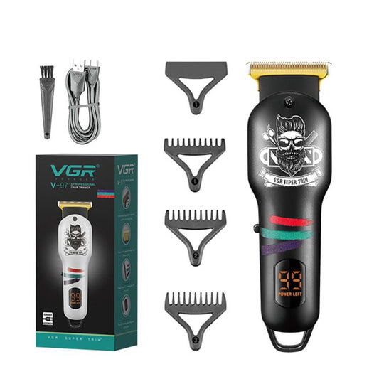 VGR V-971 Graffiti Design LED Digital Display USB Electric Hair Clipper(Black) by VGR