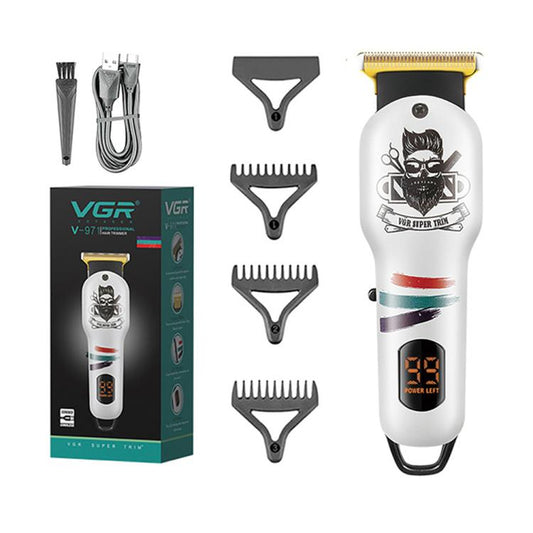 VGR V-971 Graffiti Design LED Digital Display USB Electric Hair Clipper(White) by VGR