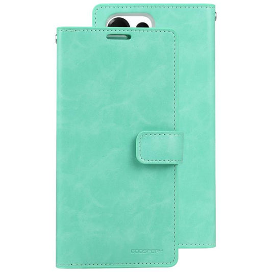 For Samsung Galaxy S25 Ultra 5G GOOSPERY MANSOOR DIARY 9 Card Slots Leather Phone Case(Mint Green) by GOOSPERY