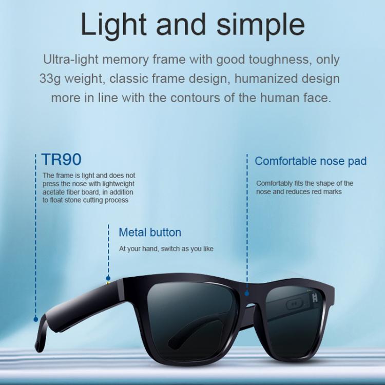 E10 Smart Audio Bluetooth Glasses, Style: Touch Style(Transparent) by bashfashion