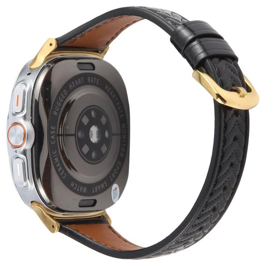 For Samsung Galaxy Watch Ultra 47mm / Ultra 2025 Metal Connector Heart-Shaped Embossed Leather Watch Band(Black) by bashfashion
