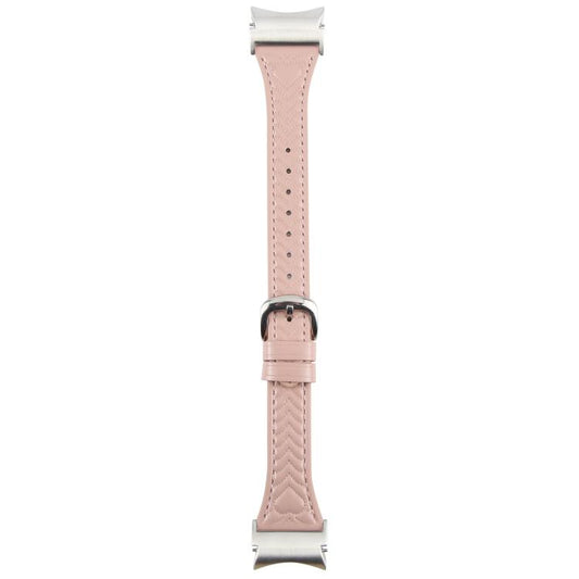 For Samsung Galaxy Watch 7 Metal Connector Heart-Shaped Embossed Leather Quick Release Watch Band(Pink) by bashfashion