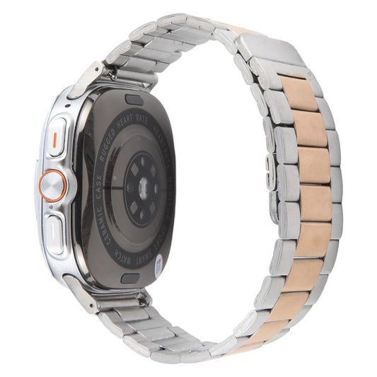 For Samsung Galaxy Watch Ultra 47mm / Ultra 2025 Three-beads Magnetic Steel Watch Band(Silver Rose Gold) by bashfashion