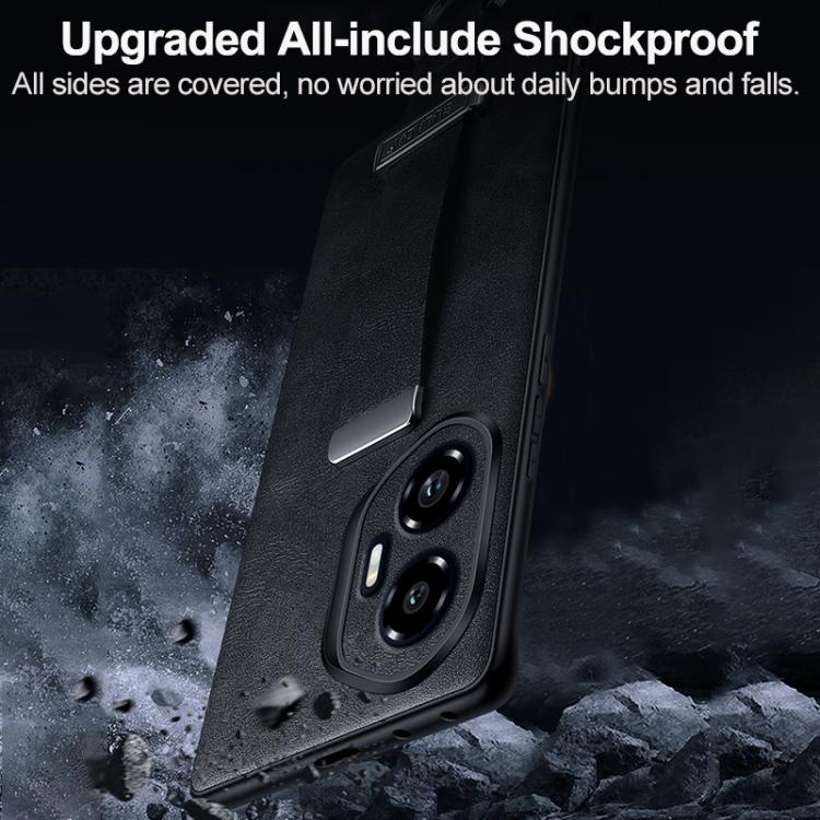 For Honor 300 Ultra SULADA PC Hybrid Leather Texture Skin Feel Shockproof Phone Case(Black) by SULADA