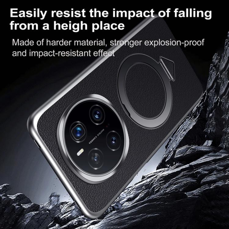 For Honor Magic7 Pro SULADA Top Grain Leather MagSafe Magnetic Holder Phone Case(Black) by SULADA