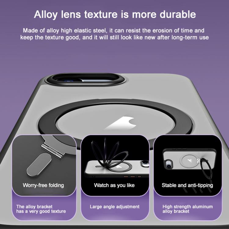 For iPhone 16e Airbag MagSafe Shockproof Frosted Phone Case with Fold Holder(Silver) by bashfashion