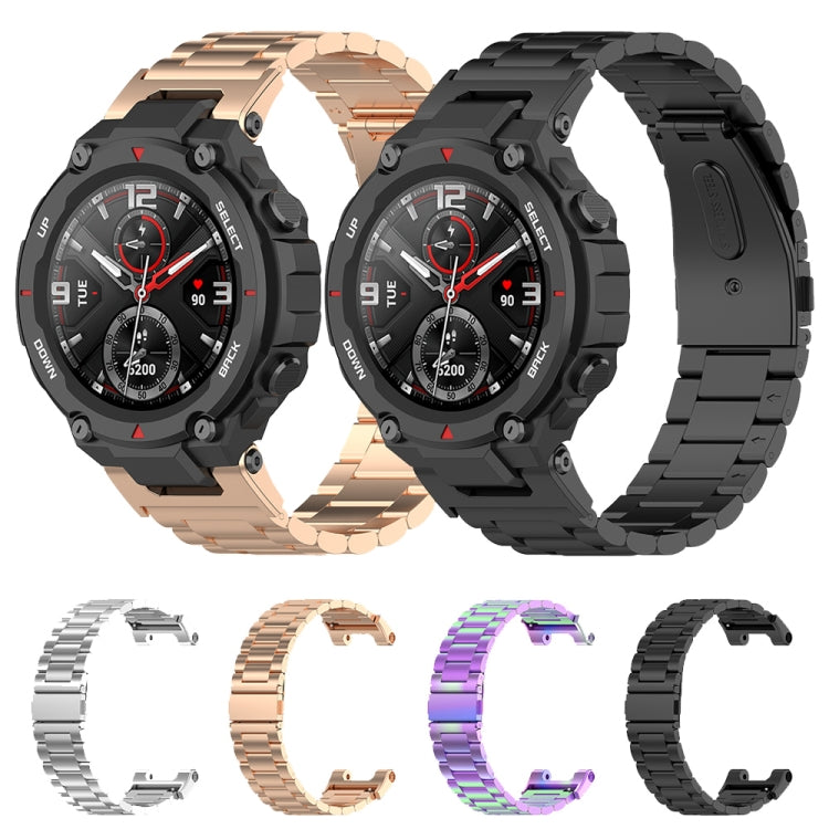 For Huami Amazfit Ares A1908 3-Beads Stainless Steel Watch Band with Screwdriver(Black) by bashfashion