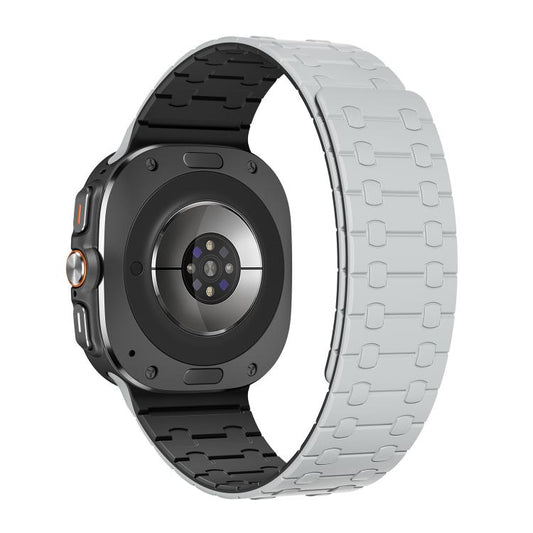 For Samsung Galaxy Watch Ultra 47mm / Ultra 2025 AP Dual Color Magnetic Silicone Watch Band(Light Grey Black) by bashfashion