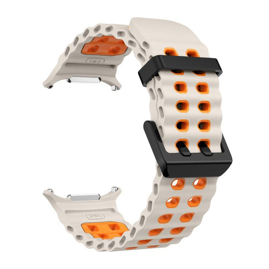For Samsung Galaxy Watch Ultra 47mm / Ultra 2025 Kalebol Ocean Two-tone Silicone Strap(Starlight Orange) by Kalebol