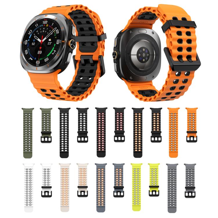 For Samsung Galaxy Watch Ultra 47mm / Ultra 2025 Kalebol Ocean Two-tone Silicone Strap(Space Grey Orange) by Kalebol