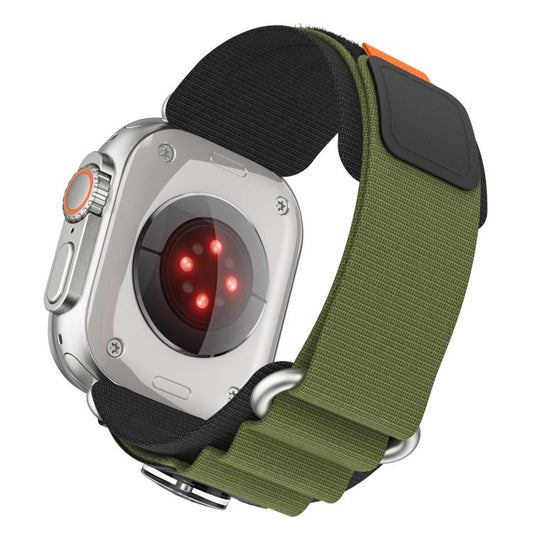 For Apple Watch 46mm / 49mm / 45mm / 44mm Kalebol Compass Nylon Loop Watch Strap(Black Army Green) by Kalebol