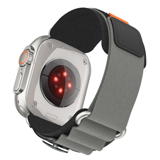 For Apple Watch 42mm / 41mm / 40mm / 38mm Kalebol Compass Nylon Loop Watch Strap(Black Grey) by Kalebol