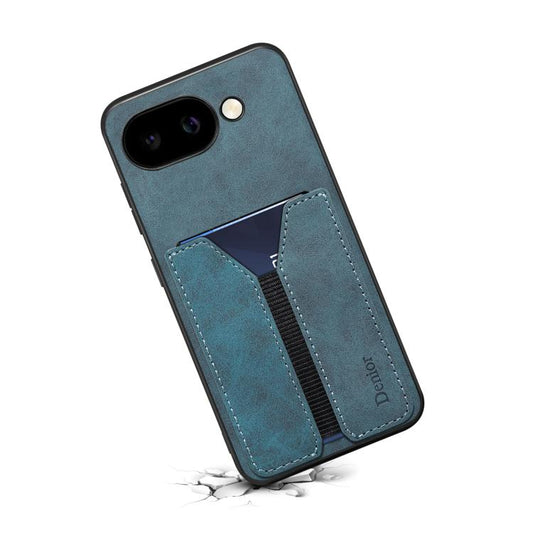 For Google Pixel 9a Denior D07 DV Elastic Card Slot PU Back Cover Phone Case(Blue) by Denior