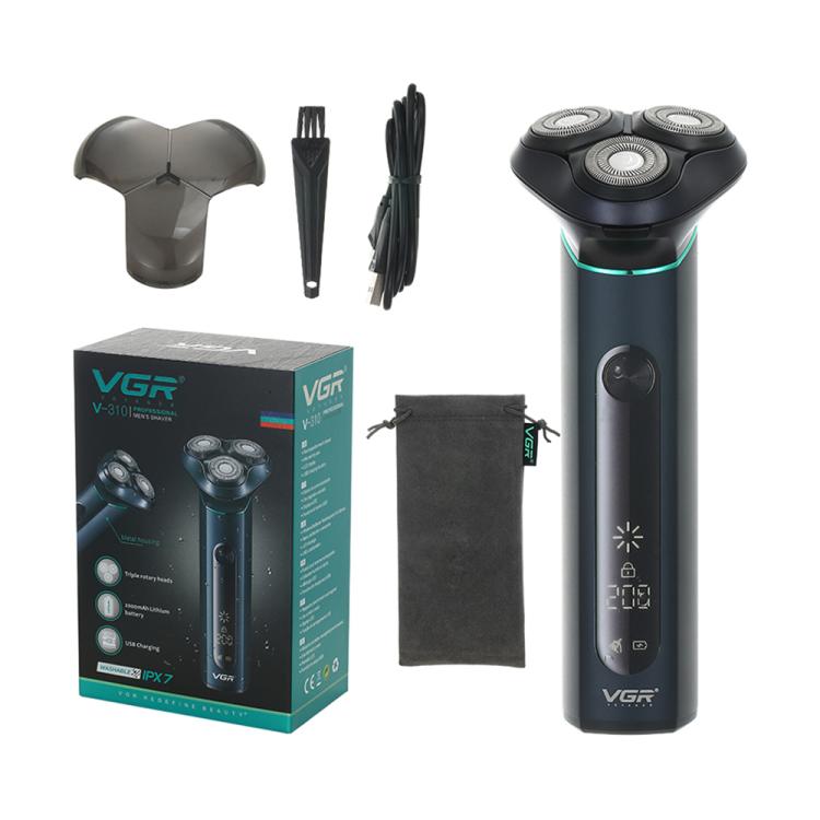 VGR V-310 Digital Display Three-blade IPX7 Electric Shaver(Black) by VGR