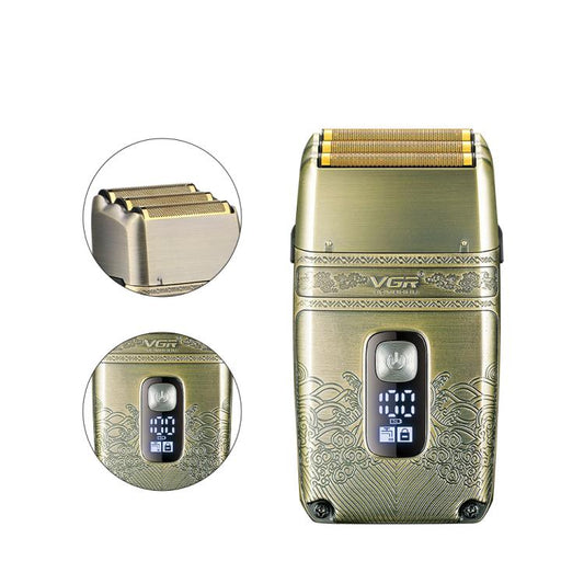 VGR V-335 Retro Digital Display IPX6 Electric Shaver(Gold) by VGR