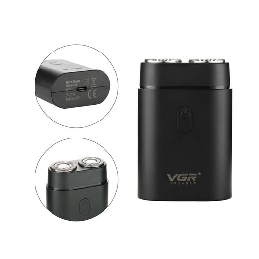 VGR V-341 Rotating 2 Cuttter Head Portable Electric Shaver(Black) by VGR