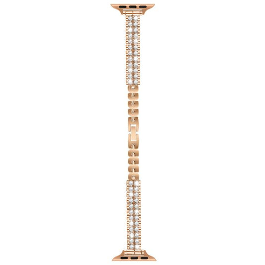 For Apple Watch 42mm / 41mm / 40mm / 38mm Slim Train Section Diamond Metal Watch Band(Rose Gold) by bashfashion