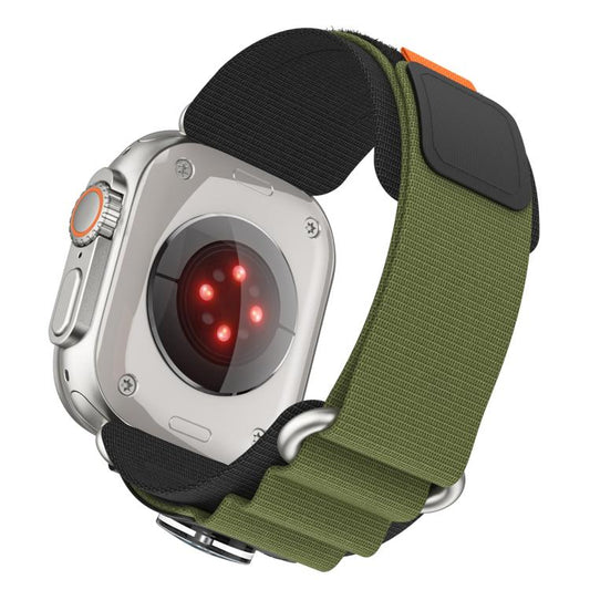 For Apple Watch 42mm / 41mm / 40mm / 38mm Compass Nylon Loop Watch Band(Black Army Green) by bashfashion