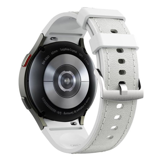 For Samsung Galaxy Watch 7 / 6 / 5 / 4 Silver Pin Buckle Leather Silicone Watch Band(Light Grey) by bashfashion