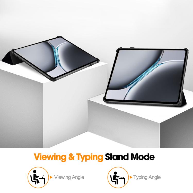 For OnePlus Pad 2 Custer Painted 3-Fold Holder Smart Leather Tablet Case(Big Eye Me) by bashfashion