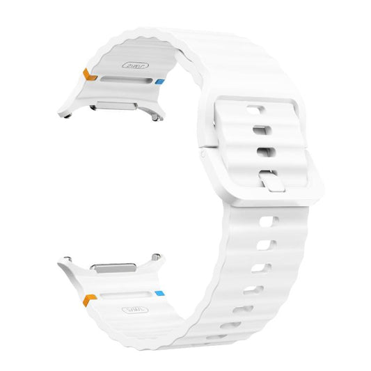 For Samsung Galaxy Watch Ultra 47mm / Ultra 2025 Kalebol Wave-stitched Silicone Strap(White) by Kalebol