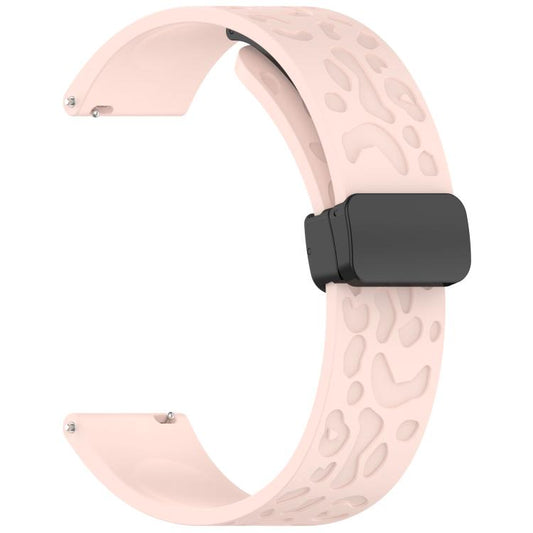 18mm Kalebol Universal Leopard Print Magnetic Folding Buckle Silicone Strap(Pink) by Kalebol