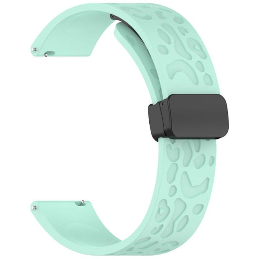 20mm Kalebol Universal Leopard Print Magnetic Folding Buckle Silicone Strap(Teal Blue) by Kalebol