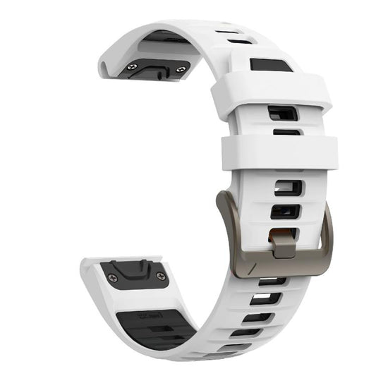 For Garmin 26mm Kalebol Two-color Silicone Strap(White Black) by Kalebol