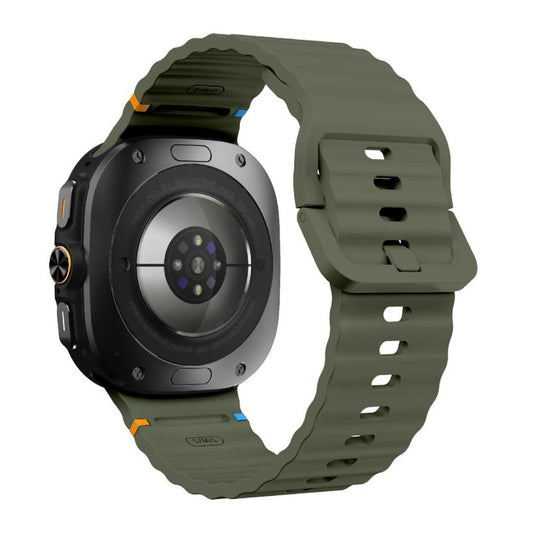 For Samsung Galaxy Watch Ultra 47mm / Ultra 2025 Kalebol Wave Stitching Silicone Strap(Army Green) by Kalebol