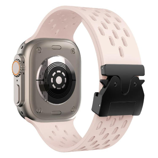 For Apple Watch 46mm / 49mm / 45mm / 44mm Kalebol Mesh Umbrella Buckle Silicone Watch Strap(Sand Pink) by Kalebol