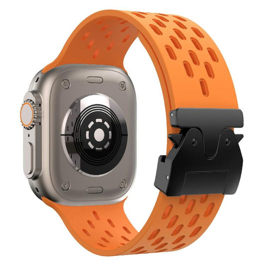 For Apple Watch 42mm / 41mm / 40mm / 38mm Kalebol Mesh Umbrella Buckle Silicone Watch Strap(Orange) by Kalebol