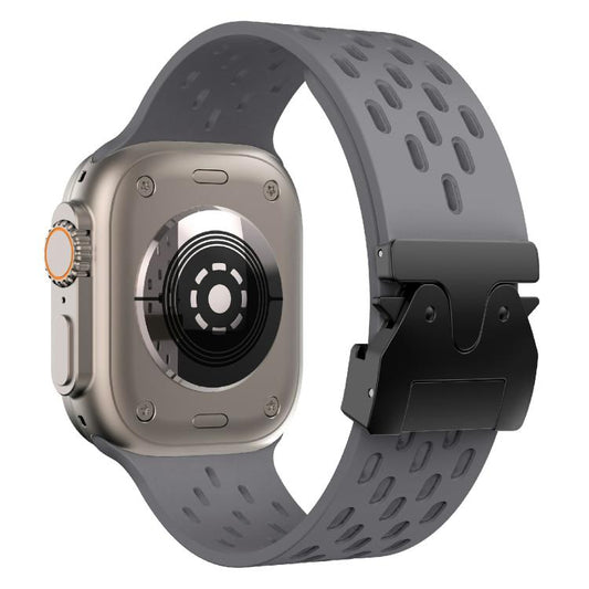 For Apple Watch 42mm / 41mm / 40mm / 38mm Kalebol Mesh Umbrella Buckle Silicone Watch Strap(Space Grey) by Kalebol