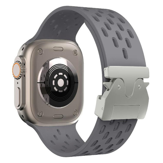 For Apple Watch 42mm / 41mm / 40mm / 38mm Kalebol Mesh Silver Umbrella Buckle Silicone Strap(Space Grey) by Kalebol