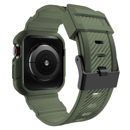 For Apple Watch 42mm / 41mm / 40mm / 38mm VIETAO Carbon Fiber Silicone Strap(Grass Green) by VIETAO