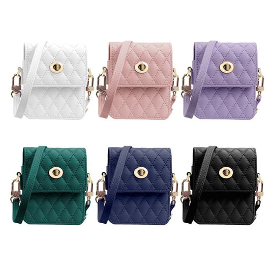 For Samsung Galaxy Z Flip Series VIETAO Rhombic Texture Bag PU Fold Phone Case(White) by VIETAO