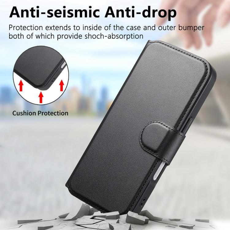 For iPhone 17 Pro Max CaseNeo Finger Grip Strap MagSafe Leather Phone Case(Black) by CaseNeo