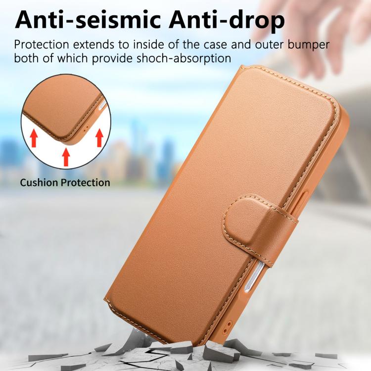 For iPhone 17 CaseNeo Finger Grip Strap MagSafe Leather Phone Case(Brown) by CaseNeo