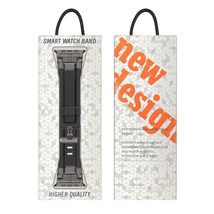 For Apple Watch 46mm / 49mm / 45mm / 44mm Alloy Connector Silicone Watch Strap(Black+Titanium) by bashfashion