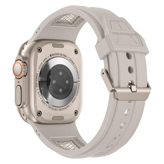 For Apple Watch 46mm / 49mm / 45mm / 44mm Kalebol Honeycomb TPU Titanium Mesh Strap(Starlight Titanium Net) by Kalebol