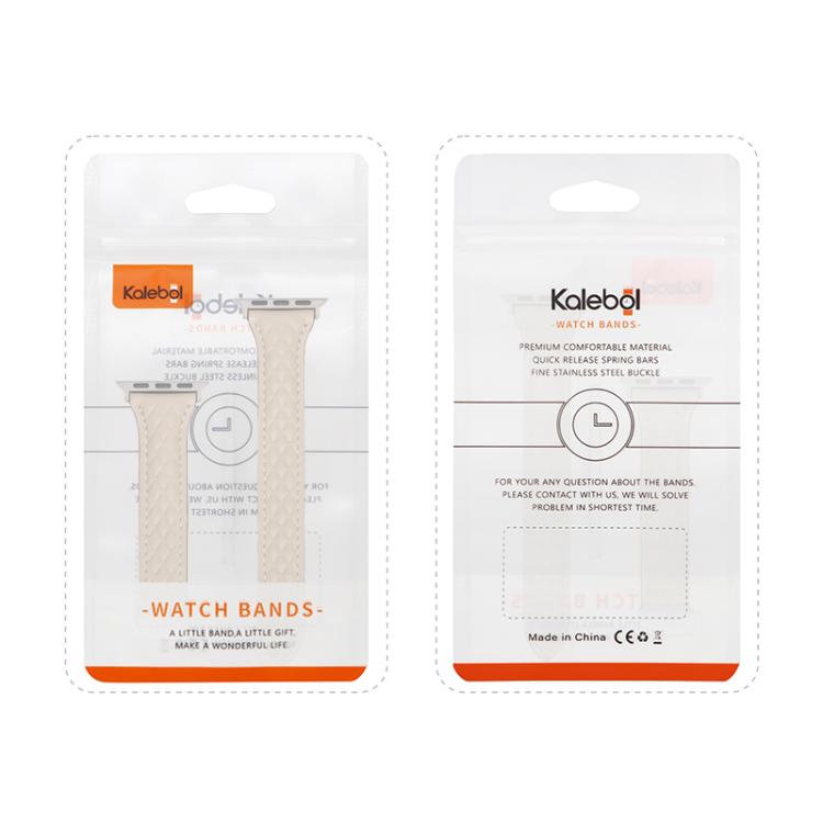 For Apple Watch 42mm / 41mm / 40mm / 38mm Kalebol Diamond Pattern Magnetic Buckle Leather Strap(White) by Kalebol