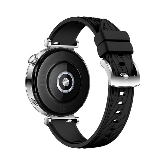 Kalebol 18mm Universal Textured Silicone Silver Buckle Strap(Black) by Kalebol
