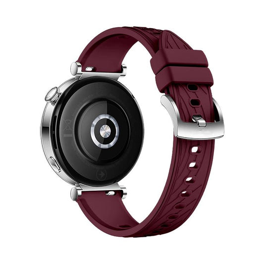 Kalebol 18mm Universal Textured Silicone Silver Buckle Strap(Wine Red) by Kalebol
