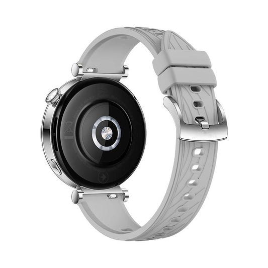 Kalebol 18mm Universal Textured Silicone Silver Buckle Strap(Light Grey) by Kalebol